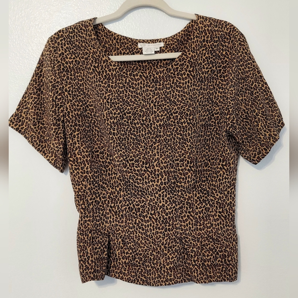 Annie Alexander Animal Print 100% Silk Vintage Blouse - Picture 3 of 7